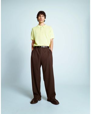 TOPMAN Pantalon baggy en sergé à rayures - Blanc