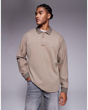 BOSS – relaxed-fit-polohemd aus schwerem stoff - Grau