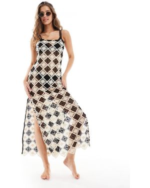 New Look Square Crochet Beach Dress - White