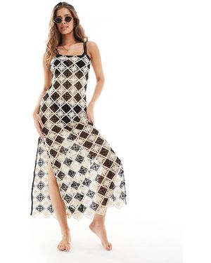 New Look Square Crochet Beach Dress - White