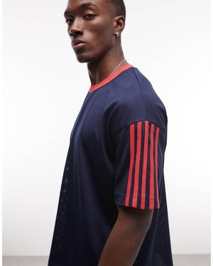Collusion Boxy Oversized Side Stripe Sporty T-shirt - Blue