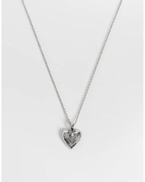 Reclaimed Vintage Heart Pendant Necklace With Star Detail - White