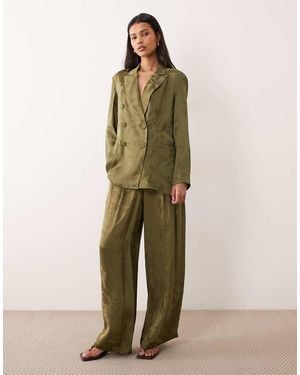 ARMANI EXCHANGE Floral Jacquard Co-ord Wide Leg Trouser - Green