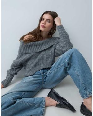 ASOS Maglione Lavorato A Maglia Con Drappeggio Marcato Mélange - Blu