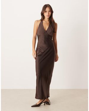 Six Stories Chiffon Cup Satin Maxi Dress - Natural