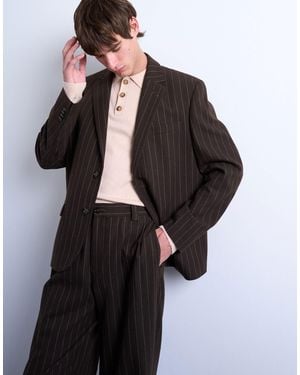TOPMAN Wide Leg Pleated Trouser - Black
