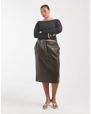 ASOS Curve Tailored Faux Leather Pencil Skirt - Green