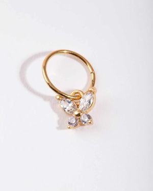 Lovisa Boucle d'oreille en acier chirurgical avec fermoir cliquet et zircons cubiques - Blanc