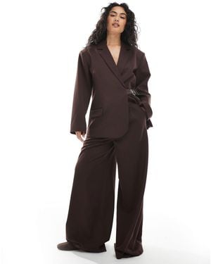 Collusion Tailored Wide Leg Pants - Brown
