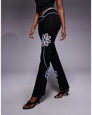 I.AM.GIA Daisy Cotton Blend Bandeau Contrast Floral Cutout Top Co-ord - Black