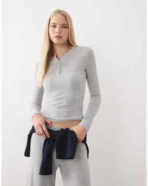 Miss Selfridge Super Soft Henley Top - Gray