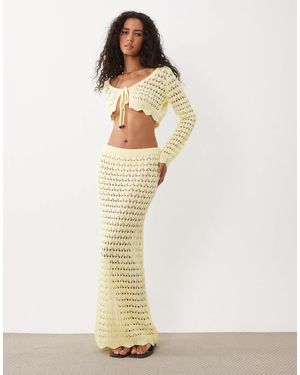 Miss Selfridge Crochet Maxi Skirt Co-ord - White