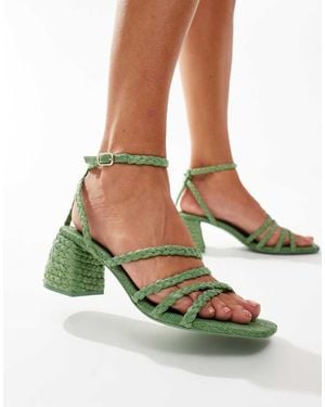 Stradivarius Rope Detail Heeled Sandal - Green