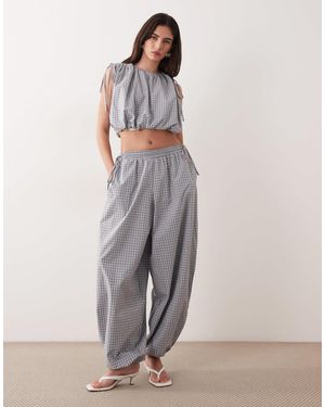 Ghospell Elastic Waist Tie Side Detail Balloon Trousers - Grey