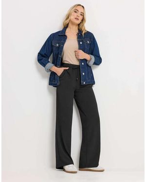 Long Tall Sally Textured Wide Leg Trousers - Blue