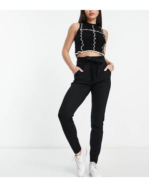 Vero Moda Paperbag Tie Waist Tapered Trousers - Black