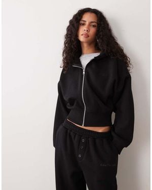 Kaiia Felpa Con Cappuccio Corta Con Vita Stretta E Chiusura Con Zip, Nera - Nero