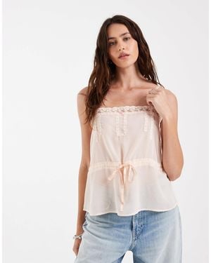 ASOS Satin Lace Cami With Flower Detail - Natural