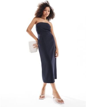 EDITED Strapless Tailored Midi Dress - Blue