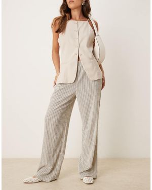 Jdy Textured Pinstripe Trousers - Natural