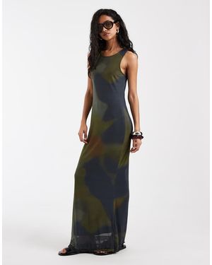 Vero Moda Sleeveless Seam Front Mesh Dress - Brown