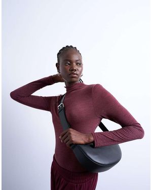 TOPSHOP Bandolera Negra De Cuero Auténtico Cooper De - Morado
