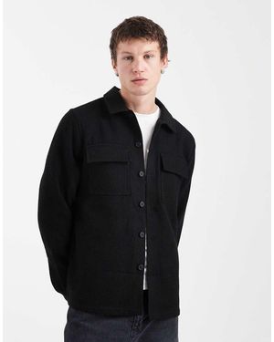 Threadbare Sobrecamisa Negra Con Bolsillo Delantero De - Negro