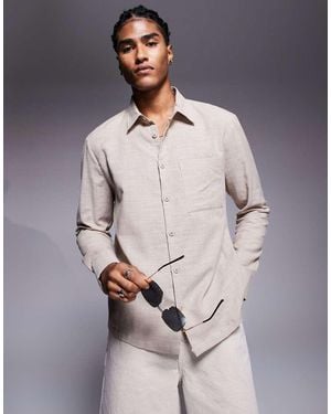 River Island Linen-look Shirt - Grey