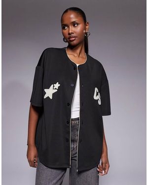 Courtside Boxy Baseball Jersey - Grey