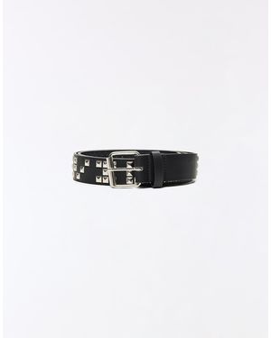 Bershka Leather Effect Studded Belt - White