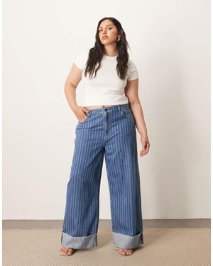 ARRANGE Curve Parker Denim High Waist Slouchy Turn Up Jean - Blue