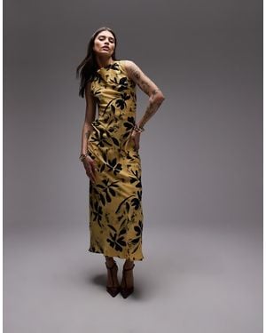 TOPSHOP Asymmetric Open Back Dress - Multicolour
