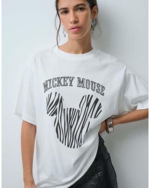 ASOS Disney Camiseta Extragrande Con Estampado De Mickey Mouse De Cebra En - Gris