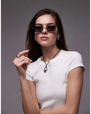 TOPSHOP Gafas De Sol Doradas Con Montura Rectangular De Metal Fiji De - Marrón