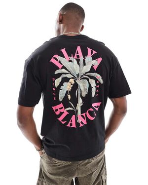 Jack & Jones Oversized T-shirt With Playa Blanca Back Print - Grey