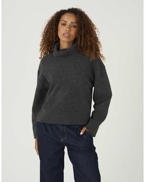 Brave Soul Strickpullover mit lockerem schnitt und rollkragen - Blau