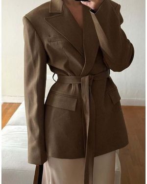 NA-KD Belted Blazer - Natural