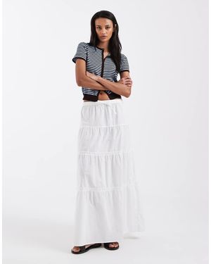 Brave Soul Tiered Poplin Maxi Skirt - White