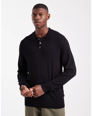 Jack & Jones Ribbed Polo - Black