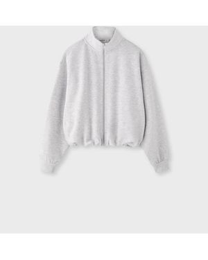 Stradivarius High Neck Cropped Sweatshirt - White