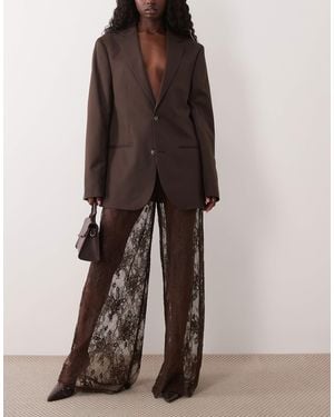 KAT THE LABEL Lottie Lace Pants - Brown