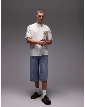 TOPMAN Denim Mid Length Jort - Grey