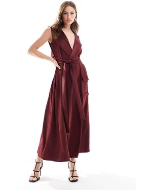 Bardot Midi Dress - Red