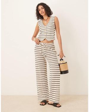 Gina Tricot Co-ord Crochet Straight Leg Trousers - Natural