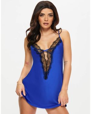 Ann Summers Cherryann Satin Chemise Lingerie - Blue