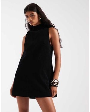ASOS Mouwloze Mini-Jurk Met Opstaande Hals Van Corduroy - Zwart