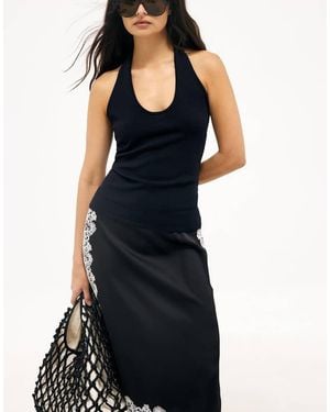 NA-KD Knitted Halterneck Top - Black