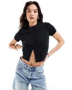 ASOS Cardigan Girocollo A Maniche Corte - Blu