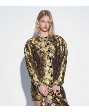 ASOS Crew Neck Structured Button Down Mini Dress - Metallic