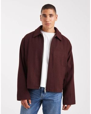 ASOS Wool Look Harrington Jacket - Brown